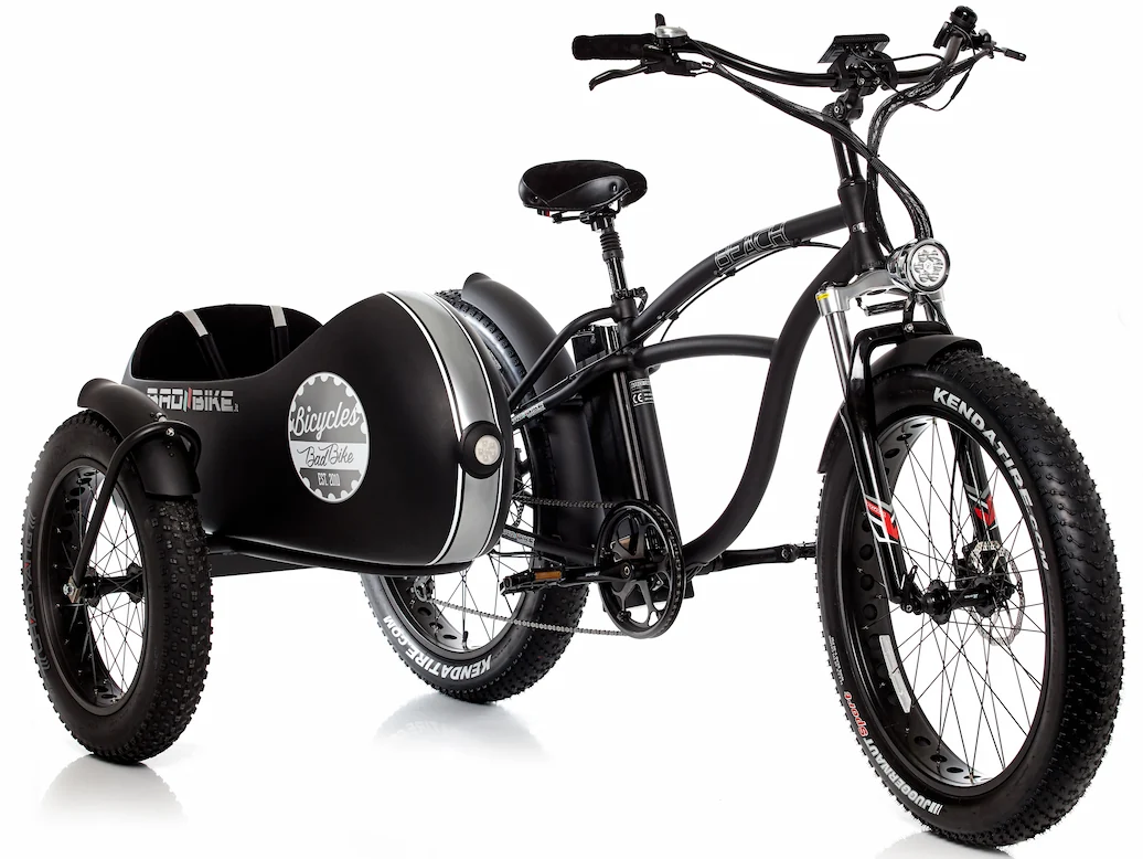 Zijspan Fiets Elektrische Fatbike Speed Pedelec Bad Bike 500W Zwart