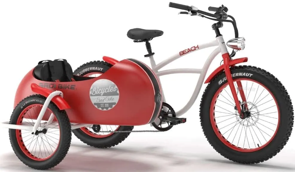 Elektrische Fatbike Zijspan Speed Pedelec 45 km Bad Bike 500W Wit
