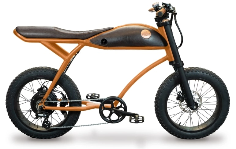 Elektrische Retro Fatbike met Zitbank Rayvolt Ringo Oranje 380Wh
